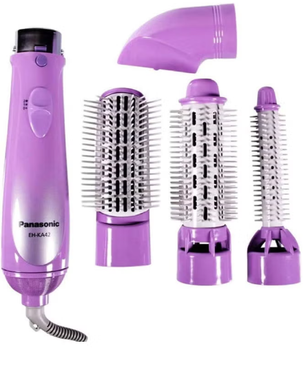 Panasonic 4-In-1 Hair Styler Blow Brush, Eh-Ka42 Violet/White