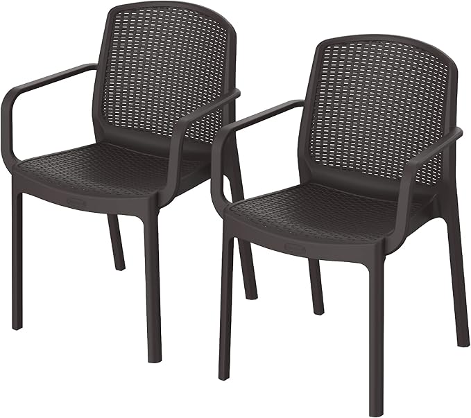 Cosmoplast Set of 2 Cedarattan Armchair, Dark Brown