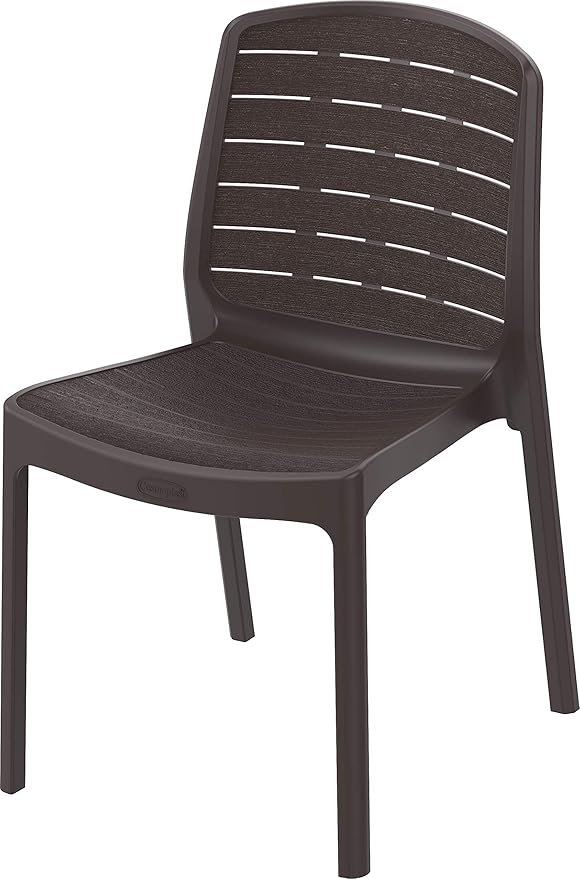 Cosmoplast Cedargrain Resin Outdoor Armless Chair, Dark Brown