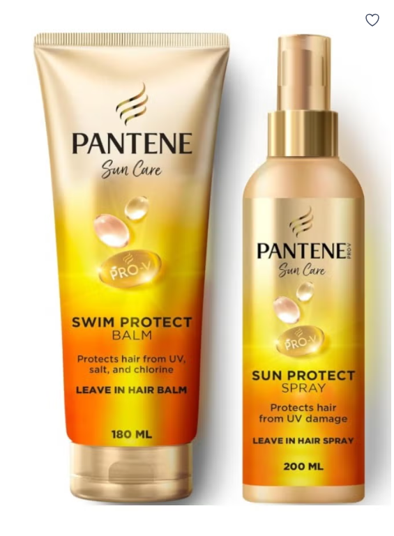 Pantene Sun Care Sun Protect Leave-In Hair Spray + Swim Protect Leave-In Hair Balm, Sparkling Fresh Scent, Protects Hair from UV Damage, Salt & Chlorine