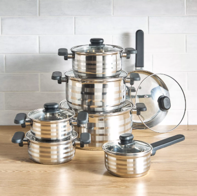 Home Centre Trazzini 14-Piece Stainless Steel Cookware Set
