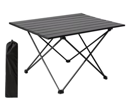 MOMENT Outdoor Picnic Table Folding Portable Metal Dining Table with Carry Bag for Picnic Camping Beach Boat Party BBQ, Black ( 56x41x40cm )