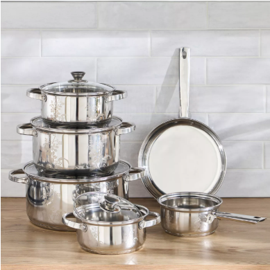 Home Centre Mahira 10-Piece Stainless Steel Cookware Set