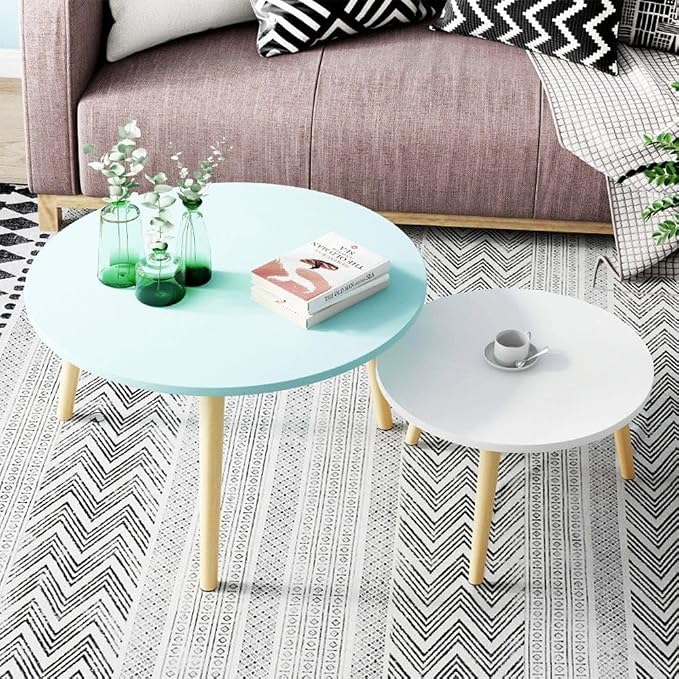 Danube Home Vito Coffee Table Set Of 2 | Multifunctional Living Room Table | Space Saving Round Center Table | Modern Design Coffee Table Furniture For Home (L60Xw60Xh42Cm) - White