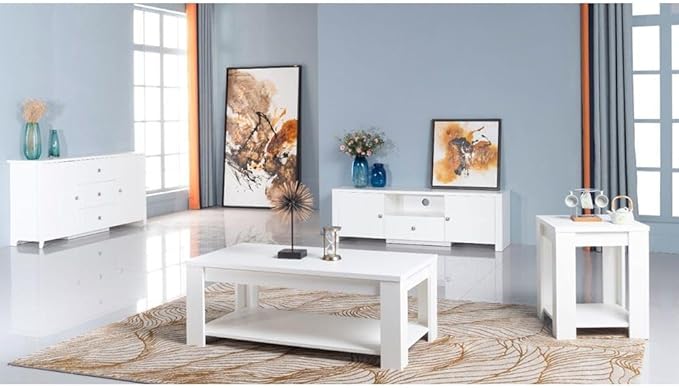 Danube Home Heather Coffee Table | Multifunctional Living Room Table | Space Saving Rectangular Center Table | Modern Design Coffee Table Furniture For Home (L120Xw45Xh60Cm) - White