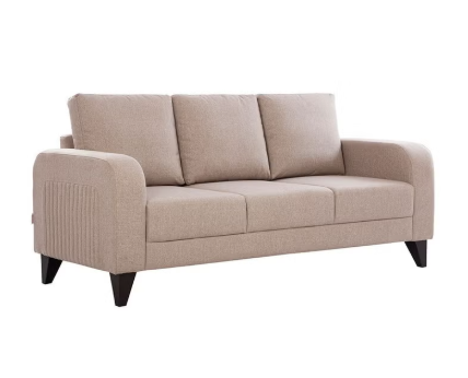 Danube Home London 3 Seater Fabric Sofa | Modern Design Three Seat Sofas | Comfortable Living Room Furniture L193.5xW93.5xH95cm - Warm Beige