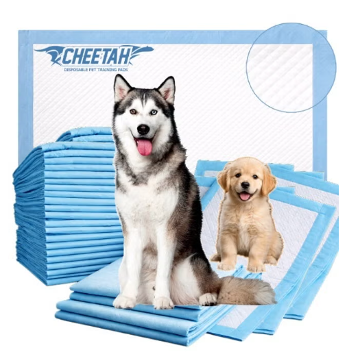 CHEETAH Disposable Pet Training Pads / Puppy Pads / Pee Pads – Activated Charcoal 6-Layer 100% Leak-Proof, Ultra-Absorbent, Tear-Resistant, Odor Control, Quick-Dry