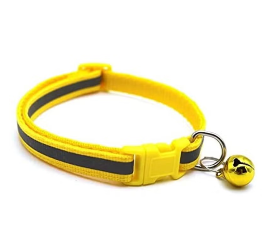 Generic  Reflective Pet Dogs Cats Bell Collar Adjustable Nylon Buckles Fashion Dog Cat Pet Supplies Accessories (YELLOW)
