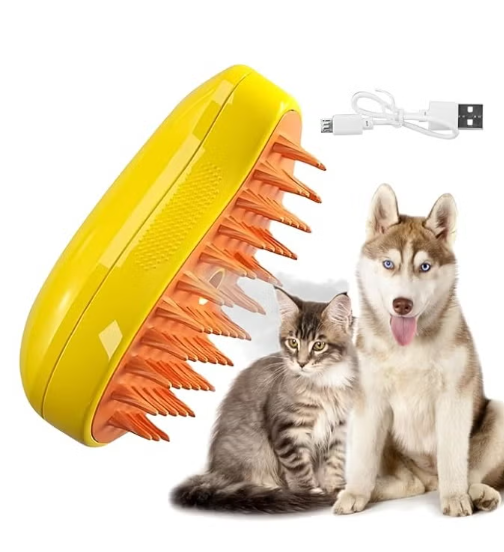 MunKan Steamy Brush for Cat Dog Pets 3 in 1 massage Comb with cold steam, for Shedding and Grooming Steamer