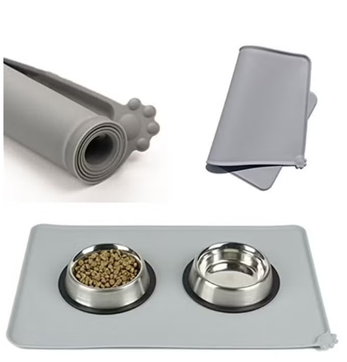 MunKan Feeding Mat for Cat and Dog, Pet Food Mat,Pet Silicone Bowl Mat ,Pet Feeding Mat , Waterproof Mat Pet,Premium Silicone FDA Grade Non-stick Non Slip Anti Spill Easy Clean ( Grey )