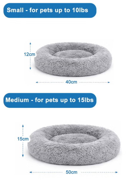 Homify Soft Plush Round Cat Bed, Small Machine Washable Donut Kitten Beds, Waterproof & Slip Resistant Bottom, Fluffy Self Warming Pet Bed for Indoor Cats
