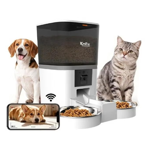 Knox 6L Smart Automatic Dual-Bowl Pet Feeder with 1080P Camera & 5G Wi-Fi - White