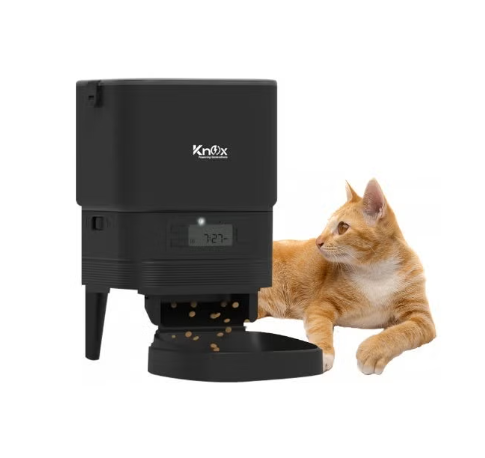 Knox 4L Programmable Automatic Pet Feeder with Dual Power & Portion Control - Black