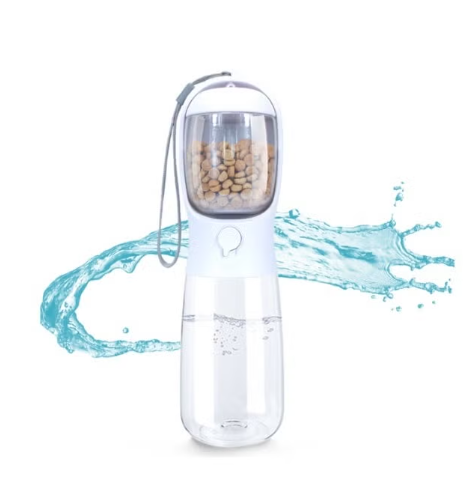 Generic Portable 550ml Pet Water Bottle and 100g Food Container with Filter - White