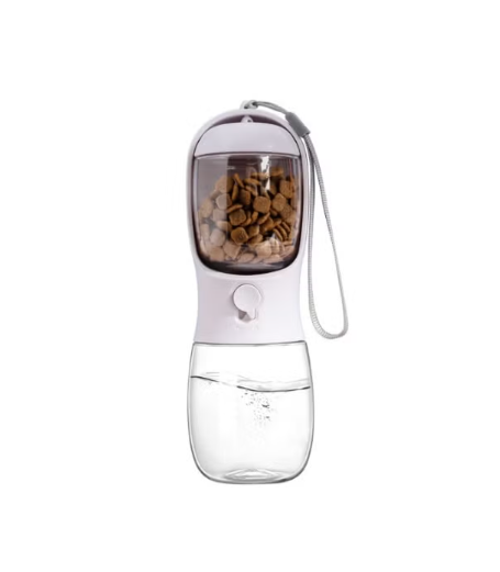 Generic Portable 2-in-1 Pet Water Bottle and Food Container with Carbon Filter - White