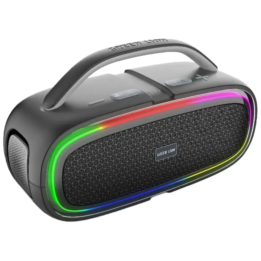Green Lion Beam Plus Wireless Speaker, 100W Bluetooth Speaker with 15000mAh Battery, HiFi 360° Audio, IPX6 Waterproof, USB/TF/AUX, Type-C Charging – Black