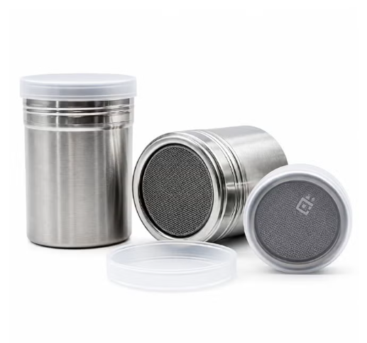 Beram 3-Piece Stainless Steel Sugar Shaker and Powder Duster Set - Silver