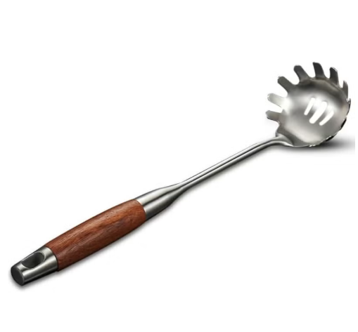 Beram Spaghetti Server and Pasta Scoop, 304 Stainless Steel, Wooden Handle