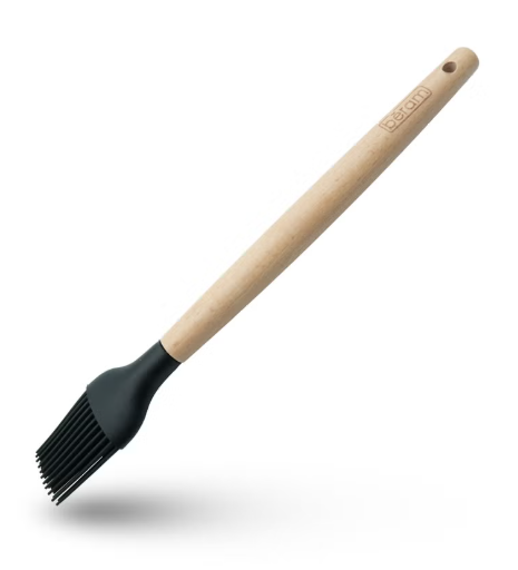 Beram Silicone OIl Brush Cooking Utensil with Wooden Handles Heat Resistant BPA Free Non-Stick Kitchen Tools for Cooking Baking Mixing Stirring Serving Frying Grilling – Black (Single Oil Brush)