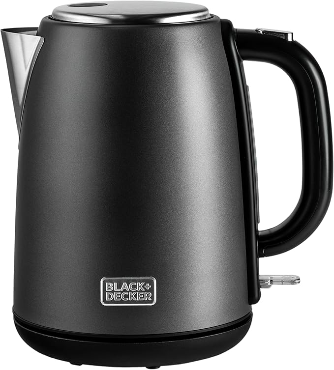 BLACK+DECKER 1.7L Premium Stainless Steel Electric Kettle - 2200W Fast Boil, Cordless Design, Auto Shut-Off, Boil Dry Protection, Metallic Finish with Chrome Accents | SSJC175-B5