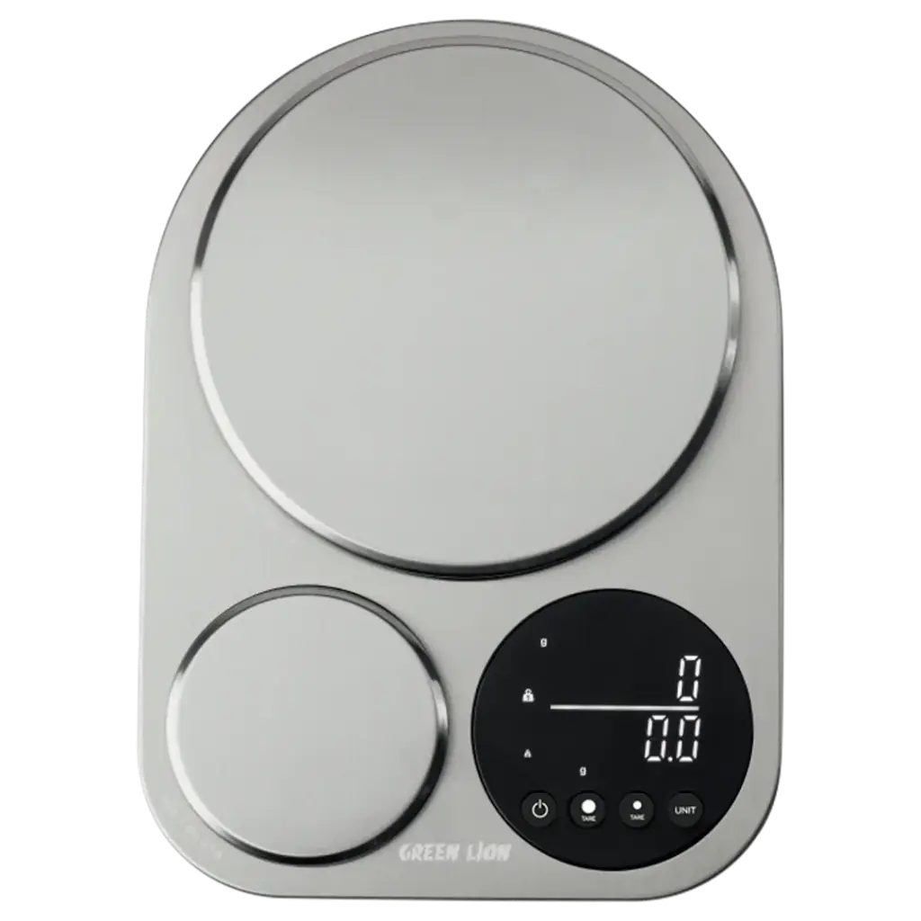 Green Lion Dual Kitchen Scale, Digital Food Scale with Dual Weighing Platforms, 5kg & 500g Capacity, 1g/0.1g Precision, Stainless Steel Surface, Tare Function – Silver
