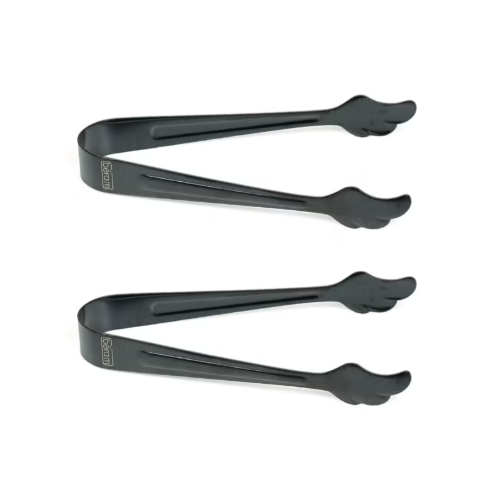 BERAM Sugar Tongs, Leaf Shell Head Design, Premium 304 Stainless Steel, Mini Ice Tongs, Kitchen Tongs, Forceps for Daily Use, Baking Tongs 2 pc Black
