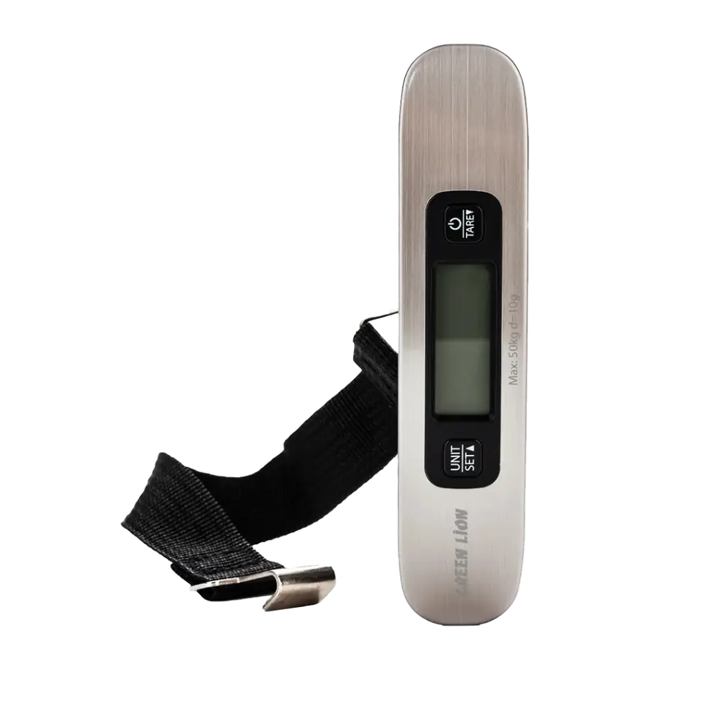 Green Lion Digital Luggage Scale, Portable Travel Baggage Scale, 50kg Capacity, LCD Display, 10g Precision, Tare Function, Auto-Off, Stainless Steel – Silver