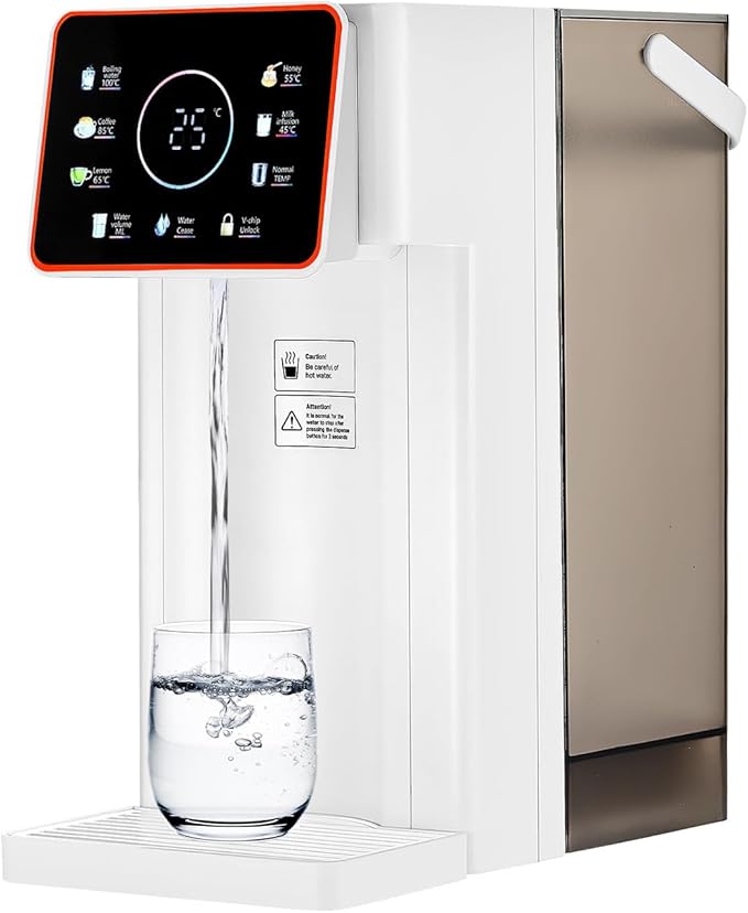 Angju Instant Hot Water Dispenser, Countertop Boiling Water Dispenser with Adjustable 6 Temperatures & 7 Water Volumes,3L Removable Water Tank, Quick Heating with Touchscreen & Child Lock for Home
