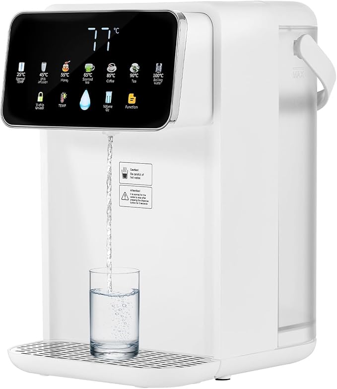 Angju Instant Hot Water Dispenser, Countertop Electric Water Boiler with Adjustable 7 Temperatures & 7 Water Volumes, Kettle with 3.5L Removable Water Tank, Quick Heating with Touchscreen & Child Lock