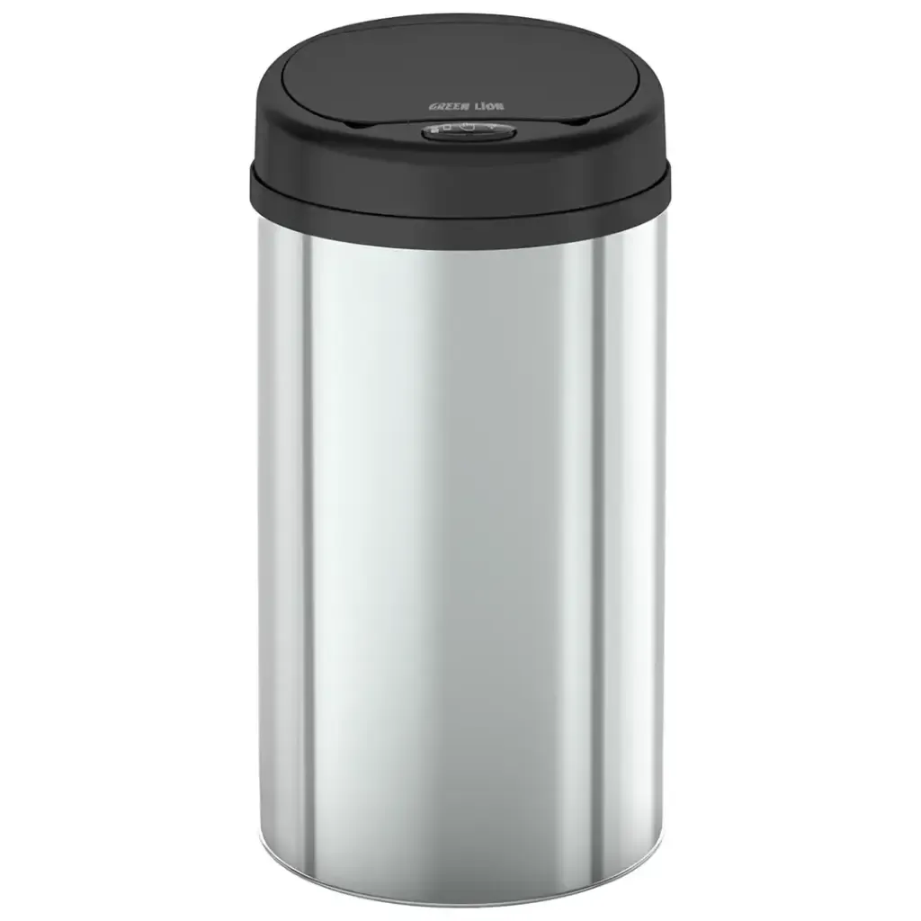 Green Lion Smart Trash Can, 15L Automatic Touchless Garbage Bin, Motion Sensor, Stainless Steel, USB-C & Battery Powered, Soft-Close Lid, IPX5 Waterproof – Silver