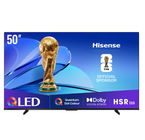 Hisense 50 inch QLED Smart TV E7Q-Quantum Dot Colour, AI Picture, Dolby Vision, Dolby Atmos, Share to TV, Voice Control, Filmmaker Mode, Youtube, Netflix, Disney+ 50E7Q (2025 UAE Version) 50E7Q black