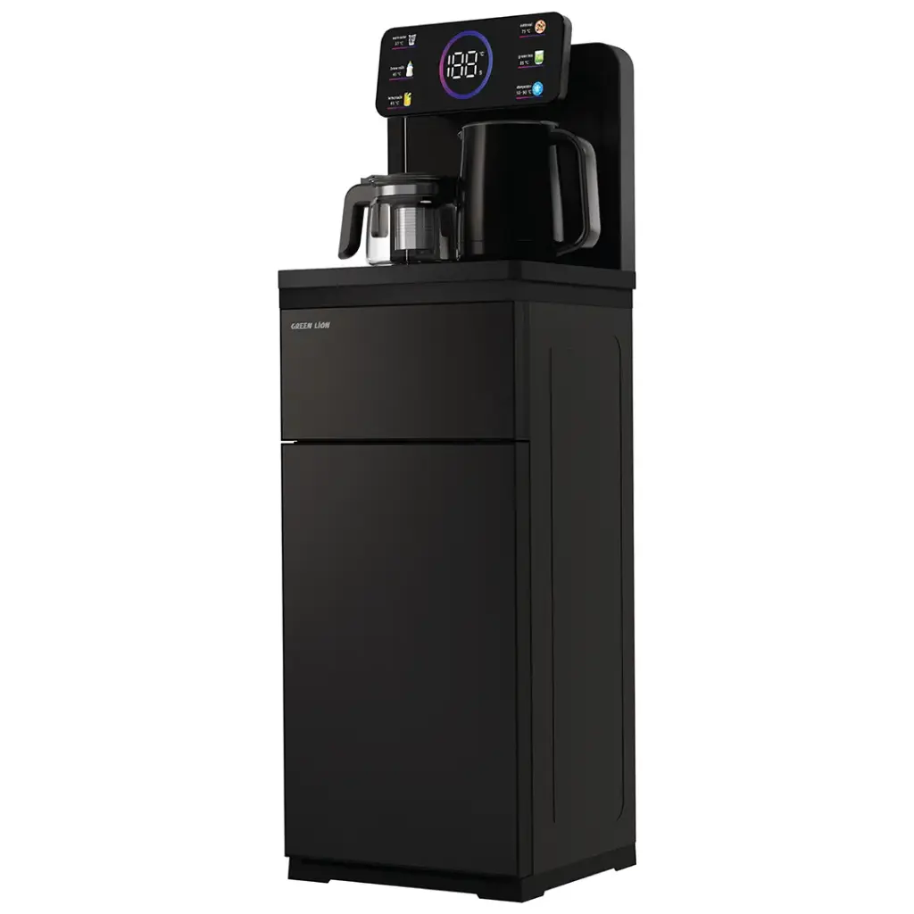 Green Lion Tea and Water Bar Machine, 1L Stainless Steel Kettle, 0.8L Glass Teapot, Hot & Cold Water Dispenser, 6 Temperature Settings, Smart Touch Panel & Remote Control