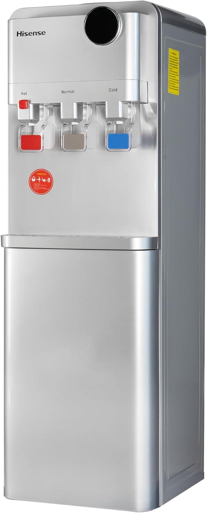 Hisense Water Dispenser- Top Loading, WaterFast Flow, 3 Taps for Hot Cold and Normal Temperature, 3.3 Liters Large Cold WaterTank, Silver(Amazon Exclusive)