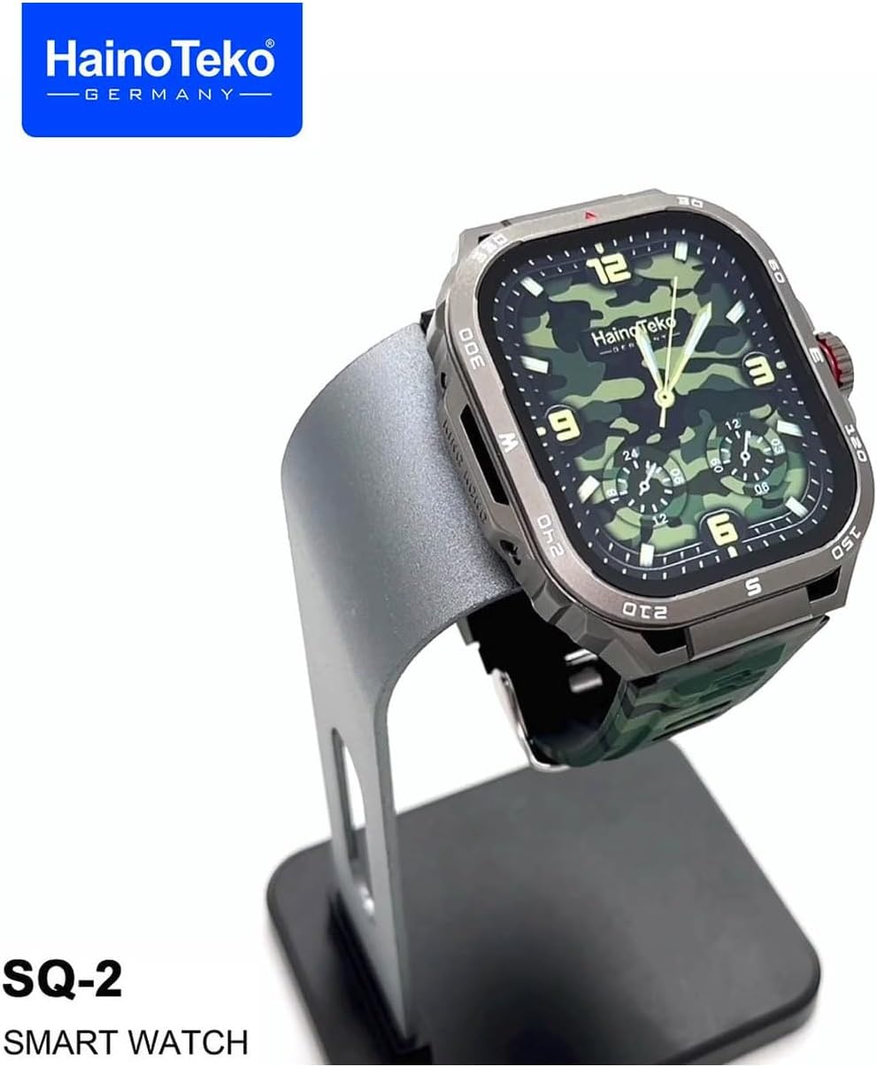 ساعة ذكية Haino Teko SQ2 AMOLED مع 3 أزواج وشاحن لاسلكي للرجال والأولاد أسود