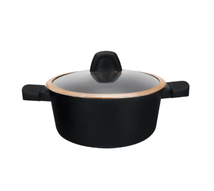 Royalford 24CM Diamond Forged Aluminum Casserole with Lid Black