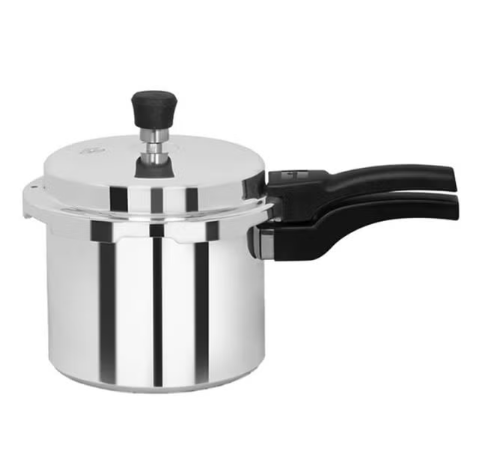 3 L + 5 L Aluminum Pressure Cooker Combo-Equipped with Multi-Safety Device and Pressure Indicator| Durable Aluminum Alloy Construction with Firm Handles| Non-Induction Base, Compatible with Gas, Electric, Ceramic and Halogen Cooktops| Silver Silver 5.0Liters