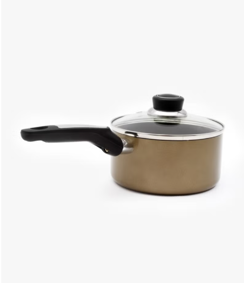 Sauce Pan With Lid Gold/Black/Clear 16cm
