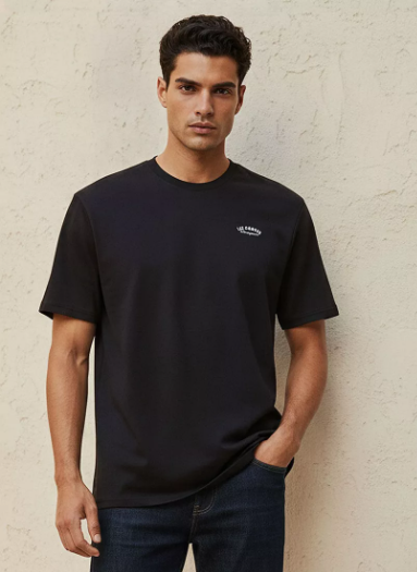 Lee Cooper Regular Fit Crew Neck Short Sleeves Logo Print T-shirt - Black - XL