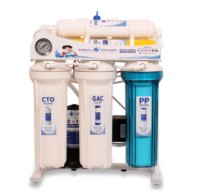 AQUAGUARD PURE WATER SYSTEM UAE 6 Stage Under Sink Reverse Osmosis (RO) Water Purifier, 100 GPD, 4 Gallon Storage Tank, Pressure Gauge, Mineral Filter, Home & Office Drinking Water Filter