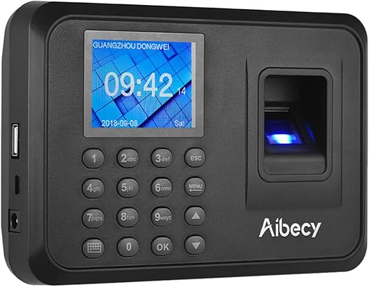 جهاز GoolRC لتسجيل الحضور والانصراف بالبصمة وكلمة المرور، يدعم لغات متعددة ومزود بشاشة LCD مقاس 2.4 بوصة؛ يتيح إدارة الموظفين وتسجيل أوقات الدخول والخروج، مع إمكانية تحميل البيانات عبر قرص تخزين (USB).