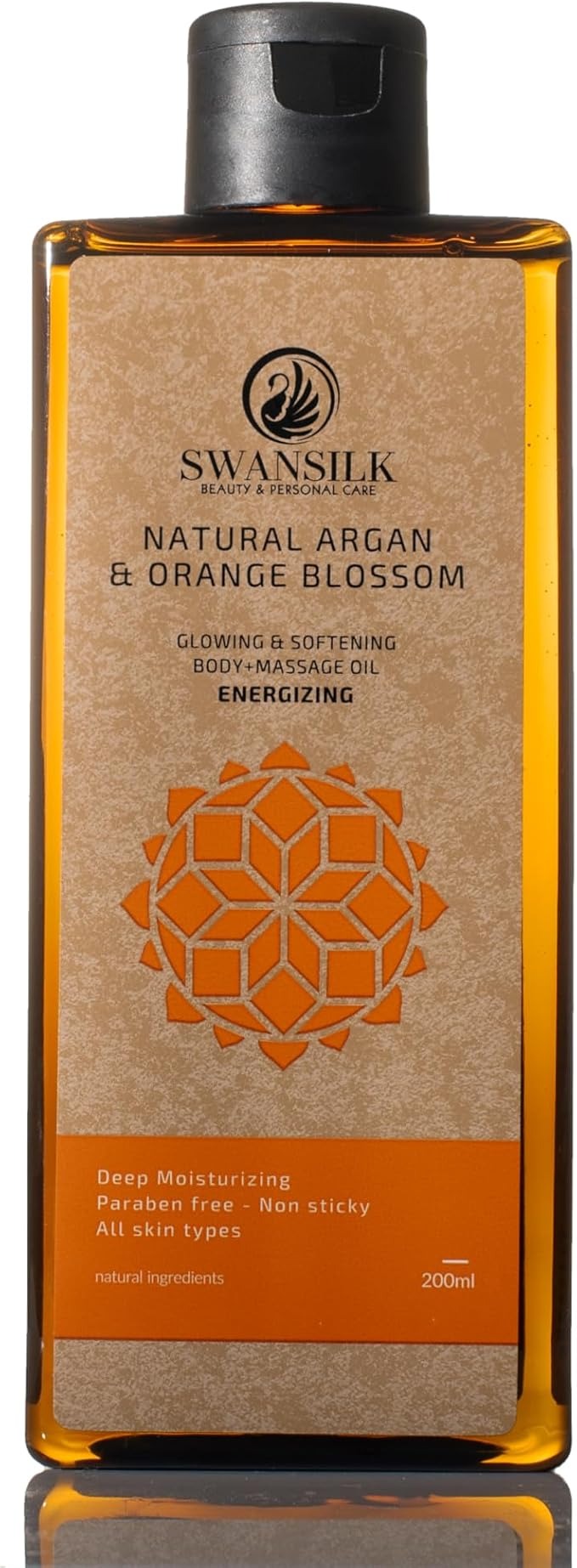 SWANSILK Body and Massage Oil with Natural Argan and Orange Blossom - 200 ml