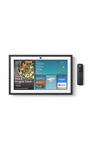 Amazon Echo Show 15 (أحدث طراز)، محور مطبخ كامل الدقة 15.6بوصة للتنظيم المنزلي، مع تلفزيون Fire مدمج، مصمم لـ Alexa+