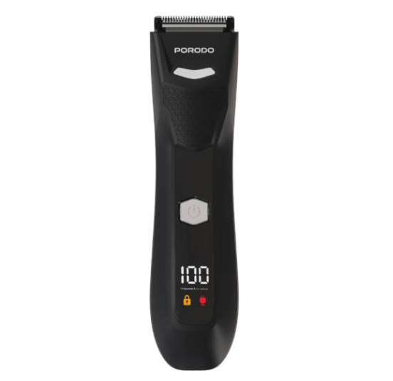 Porodo Lifestyle Menzo Rechargeable Trimmer, Cord and Cordless, Precision Stainless Steel Blades, USB Rechargeable, Adjustable Cutting Lengths, Lightweight, Ergonomic Design, - Black