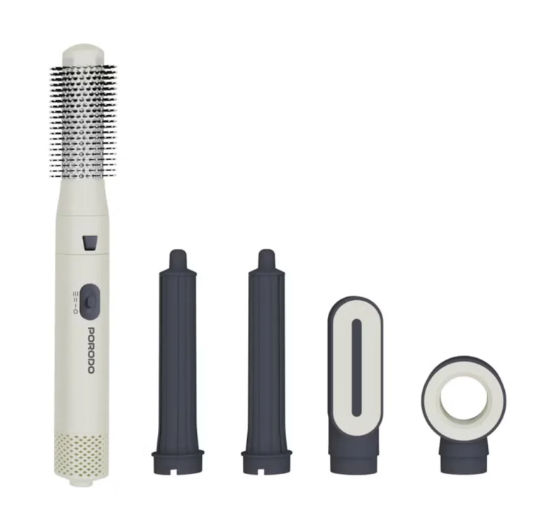 Porodo Tulip 5-in-1 Multi-Function Hair Styler 700W with Ionic Technology - 3 Heat Settings - UK Plug- White