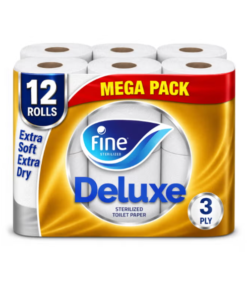 Deluxe Toilet Paper, 12 Rolls White