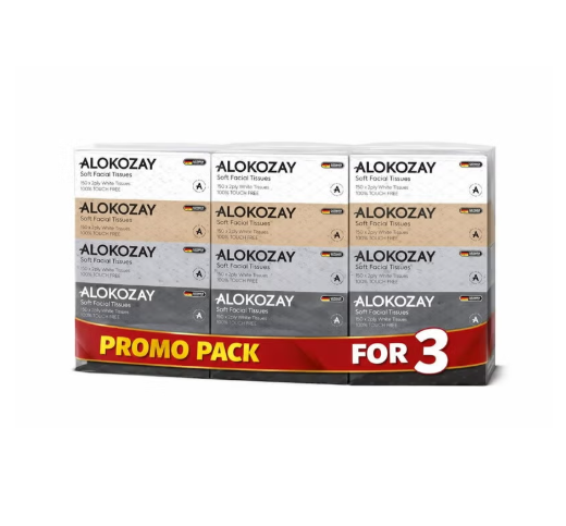 ALOKOZAY 170 X 2 PLY WHITE SOFT FACIAL TOUCH FREE TISSUE PACK OF 5