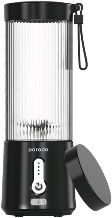 Porodo Lifestyle Portable Blender with Extra Bottom Lid 450ml - Black