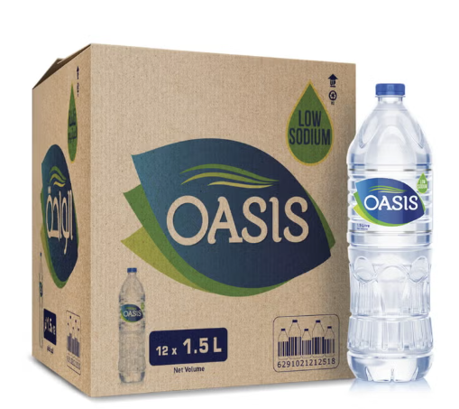 OASIS WATER Eco-Friendly Drinking Water 1.5Liters Pack of 12