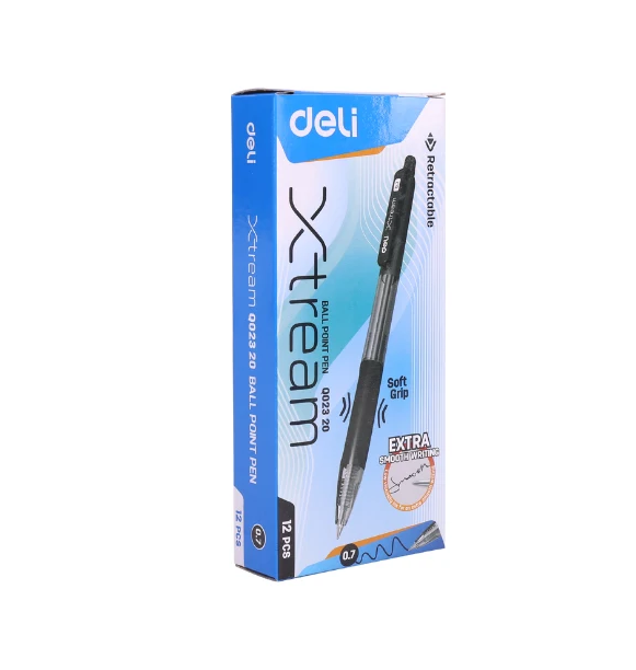 Retractable S/ball Pen with Grip BK 0.7mm (1x12)