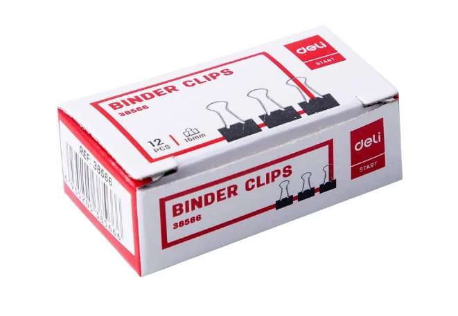 Black Binder Clips 15mm (1x12)